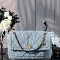 Chanel Maxi Flapbag 25C Washed Denim AS5734 Blue