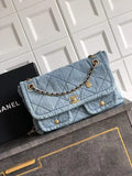Chanel Maxi Flapbag 25K Washed Denim AS5727 Blue