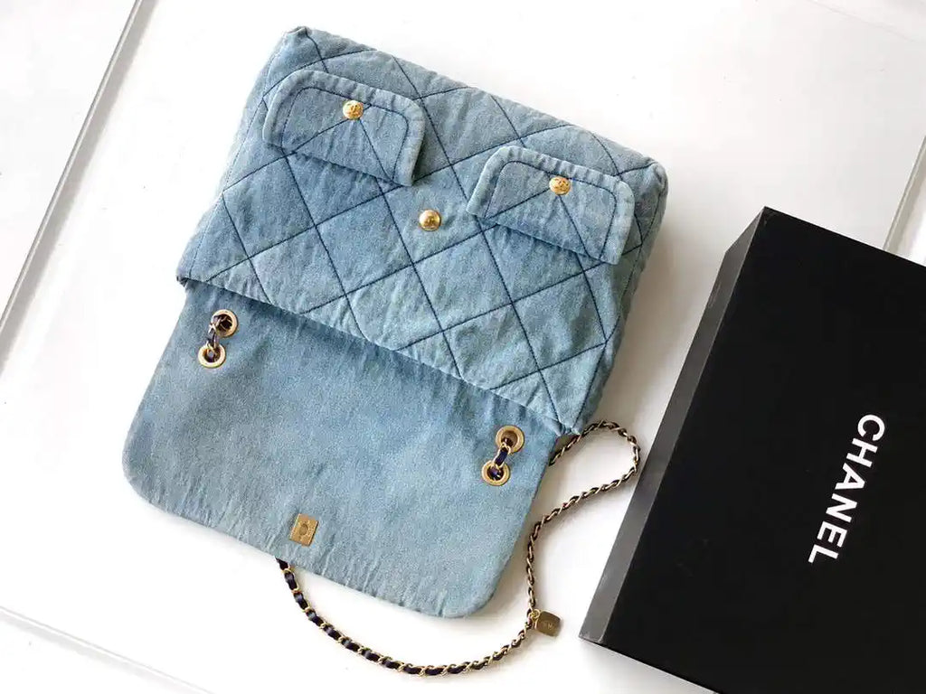 Chanel Maxi Flapbag 25K Washed Denim AS5727 Blue