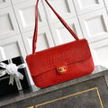 Chanel Maxi Flapbag Grained calfskin & gold-tone metal AS6231 Crocodile pattern Red - Default Title - View 1