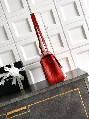 Chanel Maxi Flapbag Grained calfskin & gold-tone metal AS6231 Crocodile pattern Red - Default Title - View 2