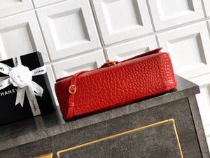 Chanel Maxi Flapbag Grained calfskin & gold-tone metal AS6231 Crocodile pattern Red - Default Title - View 4