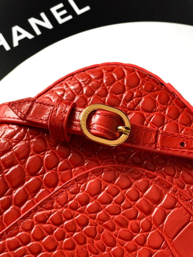 Chanel Maxi Flapbag Grained calfskin & gold-tone metal AS6231 Crocodile pattern Red - Default Title - View 6
