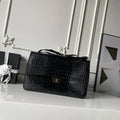 Chanel Maxi Flapbag Grained calfskin & gold-tone metal AS6233 Crocodile pattern Black - Default Title - View 1
