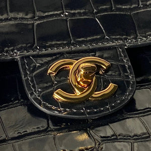 Chanel Maxi Flapbag Grained calfskin & gold-tone metal AS6233 Crocodile pattern Black - Default Title - View 3