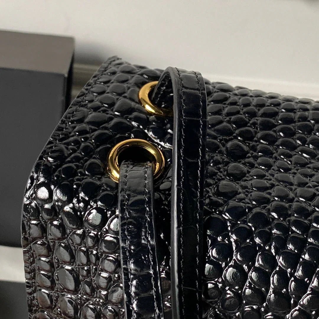 Chanel Maxi Flapbag Grained calfskin & gold-tone metal AS6233 Crocodile pattern Black - Default Title - View 4