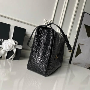 Chanel Maxi Flapbag Grained calfskin & gold-tone metal AS6233 Crocodile pattern Black - Default Title - View 6