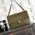 Chanel Maxi Flapbag Grained calfskin & gold-tone metal AS6233 Crocodile pattern Green - Default Title - View 1