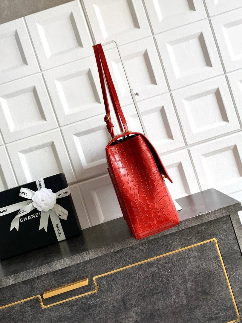 Chanel Maxi Flapbag Grained calfskin & gold-tone metal AS6233 Crocodile pattern Red - Default Title - View 2