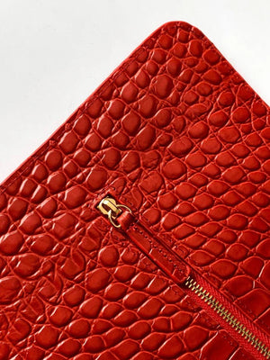 Chanel Maxi Flapbag Grained calfskin & gold-tone metal AS6233 Crocodile pattern Red - Default Title - View 7