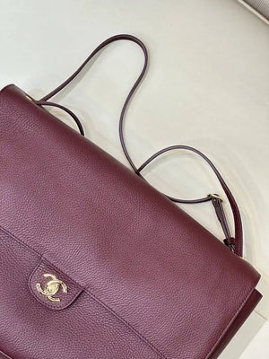 Chanel Maxi Flapbag Grained calfskin & gold-tone metal AS6233 Wine Red - Gold - View 4
