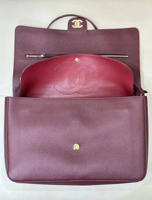 Chanel Maxi Flapbag Grained calfskin & gold-tone metal AS6233 Wine Red - Gold - View 6