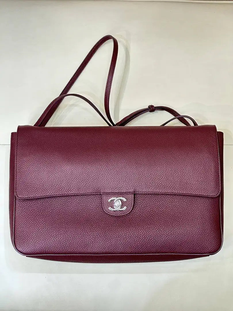 Chanel Maxi Flapbag Grained calfskin & gold-tone metal AS6233 Wine Red - Gold - View 2