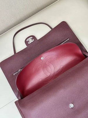 Chanel Maxi Flapbag Grained calfskin & gold-tone metal AS6233 Wine Red - Gold - View 12