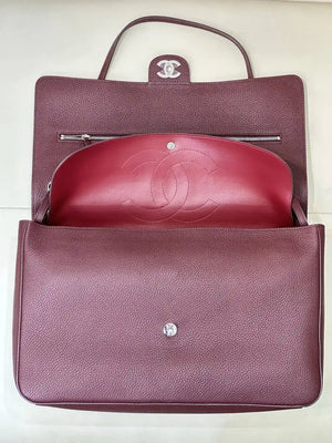 Chanel Maxi Flapbag Grained calfskin & gold-tone metal AS6233 Wine Red - Gold - View 13