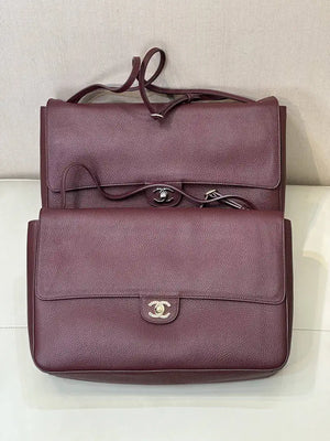 Chanel Maxi Flapbag Grained calfskin & gold-tone metal AS6233 Wine Red - Gold - View 16
