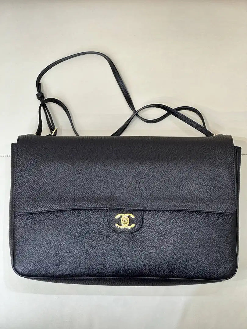 Chanel Maxi Flapbag Grained calfskin & gold-tone metal AS6233 Black - Gold - View 11