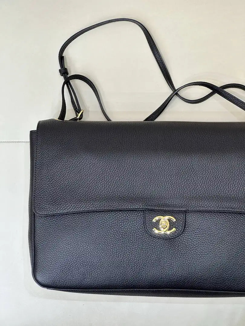 Chanel Maxi Flapbag Grained calfskin & gold-tone metal AS6233 Black - Gold - View 12
