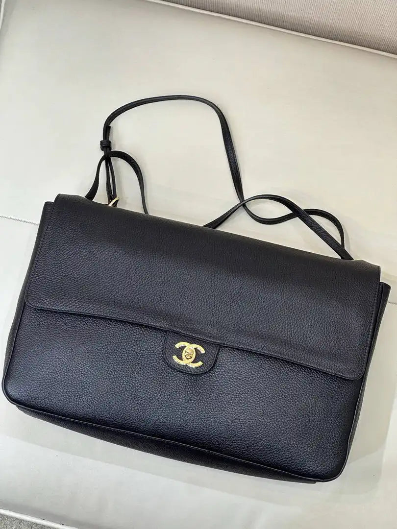 Chanel Maxi Flapbag Grained calfskin & gold-tone metal AS6233 Black - Gold - View 13