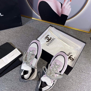 Chanel Men Women's Sneaker Shoes G38750 Purple and White Calfskin - 34 - View 7