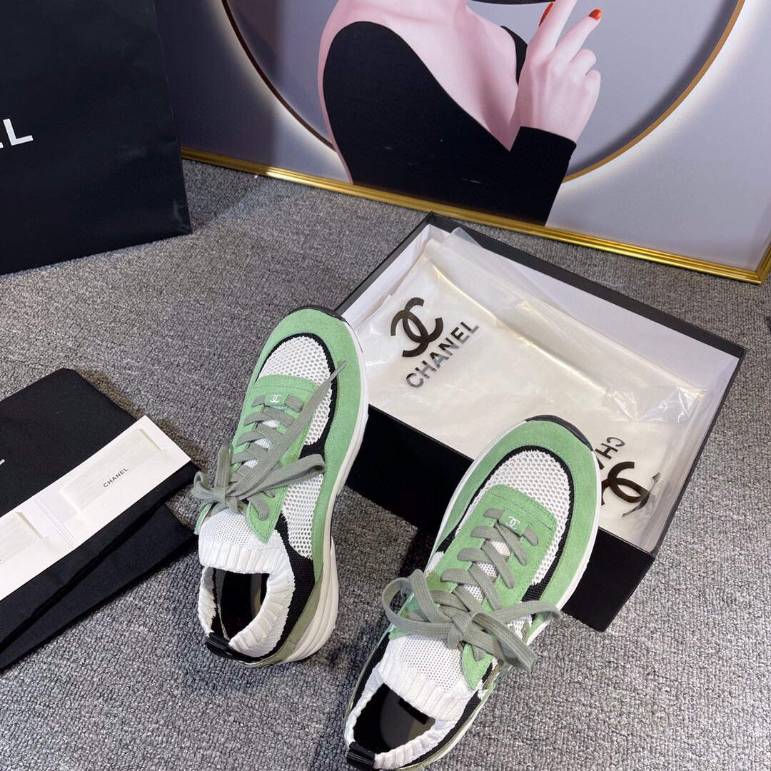 Chanel Men Women's Sneaker Shoes G38750 Knit & Suede Calfskin