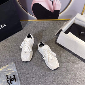 Chanel Men Women's Sneaker Shoes G38750 White and Grey Calfskin - 34 - View 6