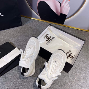 Chanel Men Women's Sneaker Shoes G38750 White and Grey Calfskin - 34 - View 7