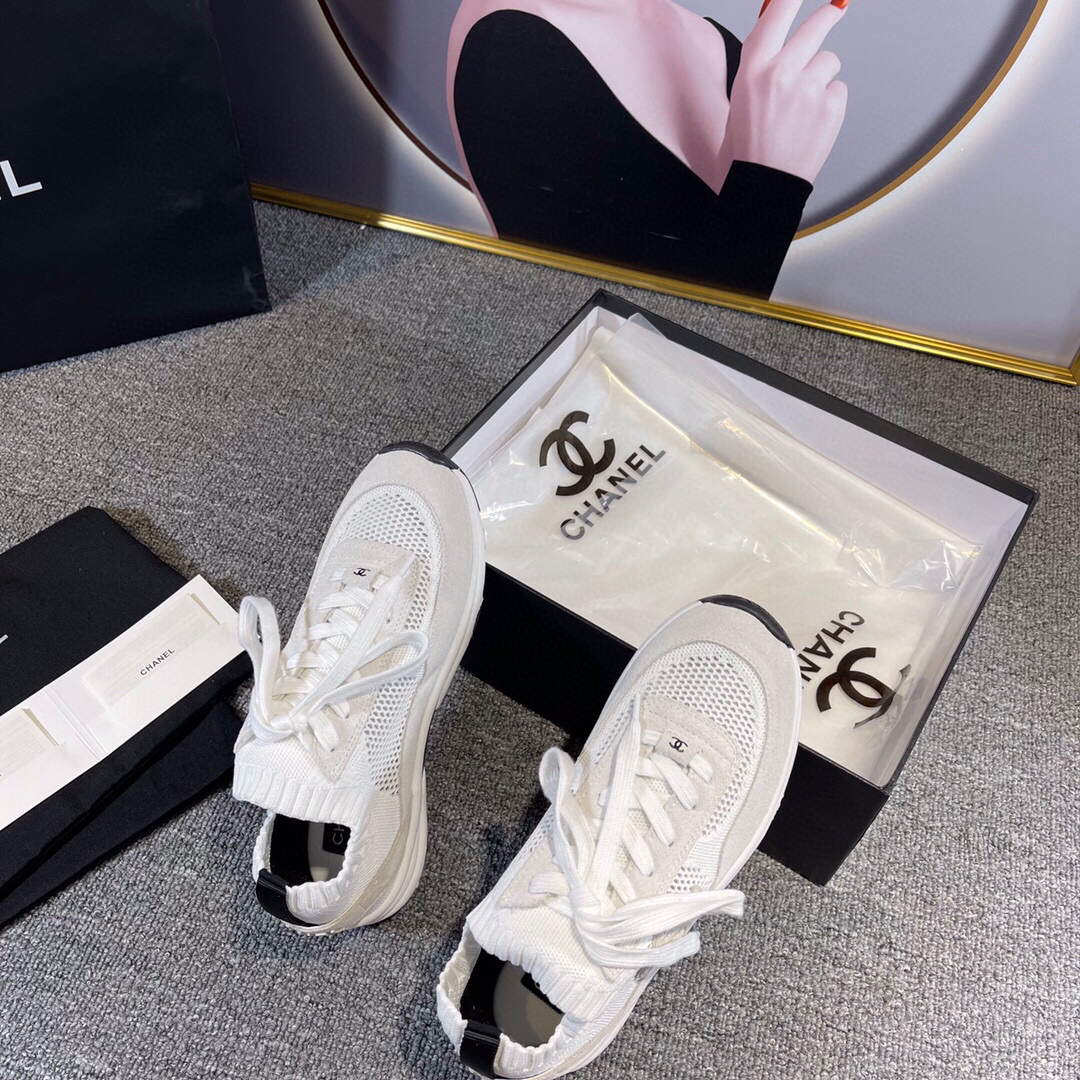 Chanel Men Women's Sneaker Shoes G38750 White and Grey Calfskin