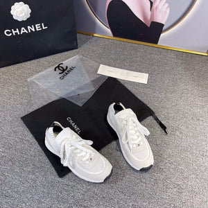 Chanel Men Women's Sneaker Shoes G38750 White and Grey Calfskin - 34 - View 8