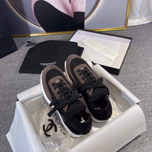 Chanel Men Women's Sneaker Shoes G38750 Dark Brown and black Calfskin - 34 - View 3
