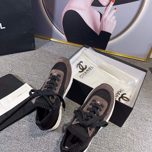 Chanel Men Women's Sneaker Shoes G38750 Dark Brown and black Calfskin - 34 - View 7