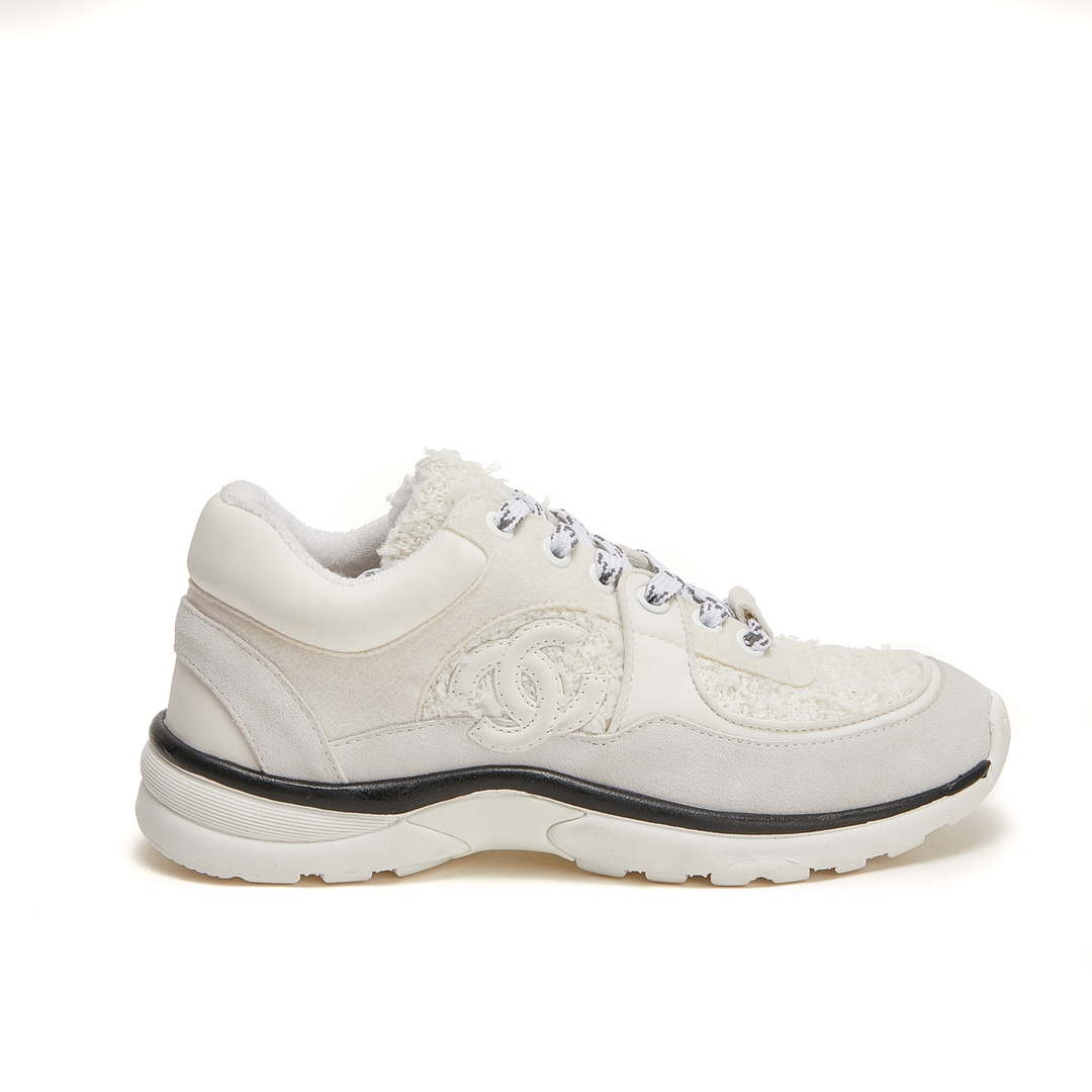Chanel Men Women's Sneaker Shoes G38753 White - 34 - View 1