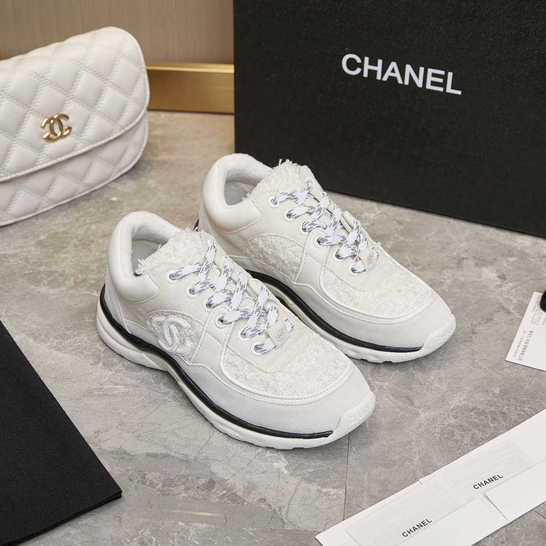 Chanel Men Women's Sneaker Shoes G38753 White - 34 - View 2