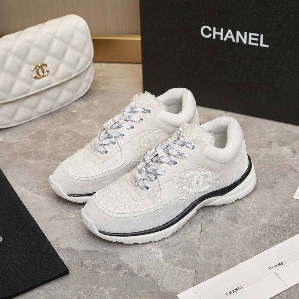 Chanel Men Women's Sneaker Shoes G38753 White