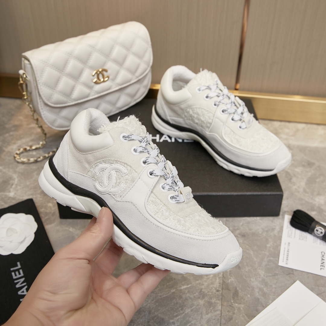 Chanel Men Women's Sneaker Shoes G38753 White - 34 - View 5