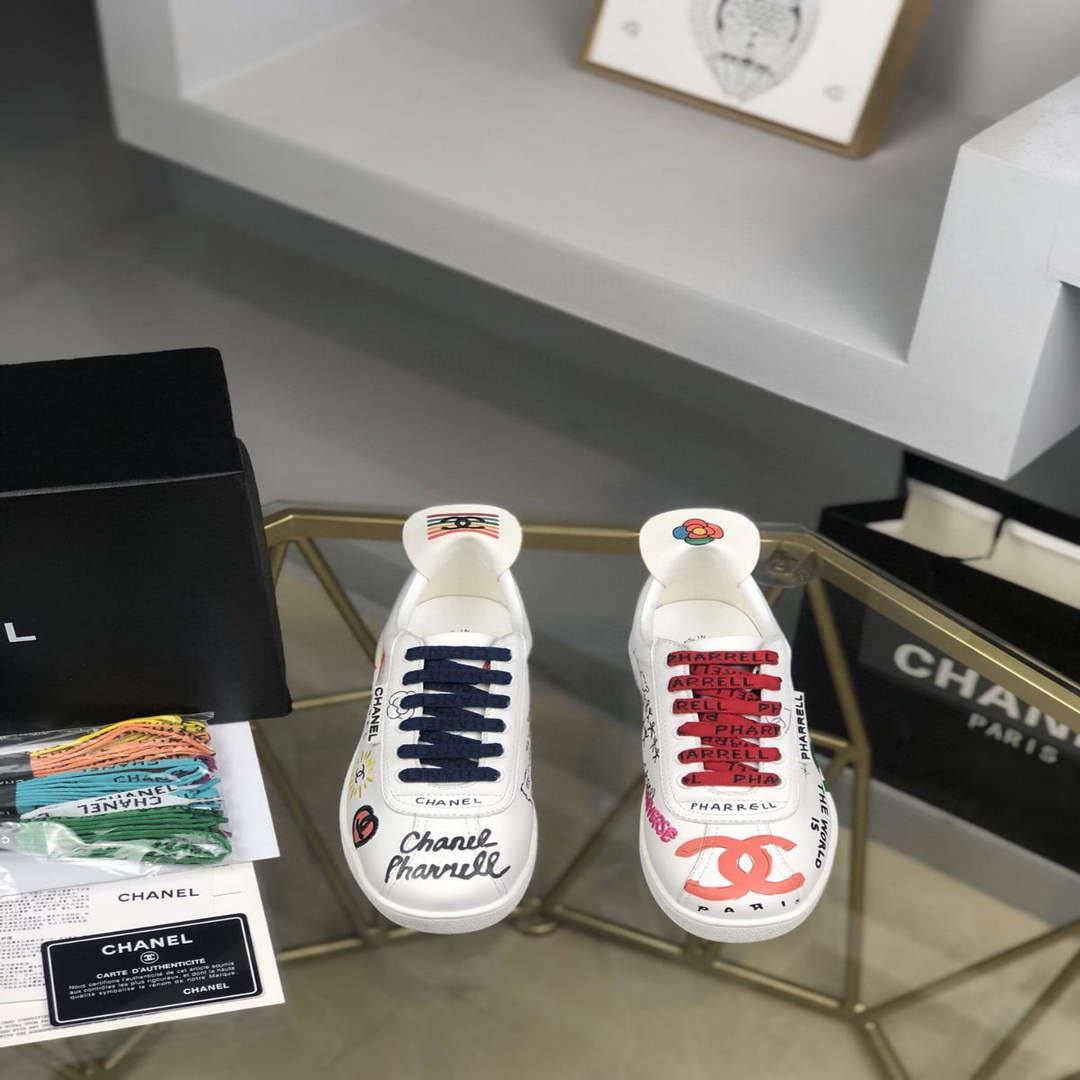 Chanel Men Women's Sneaker Wholsale Chanel x Pharrell Shoes Lambskin C90088