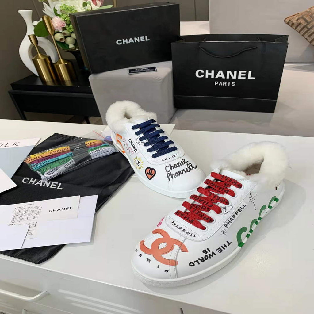 Chanel Men Women's Sneaker Wholsale Chanel x Pharrell Shoes Lambskin C90089