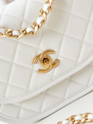 Chanel Messenger Bag Calfskin & Gold-Tone Metal AS4845 White Lambskin - Default Title - View 5