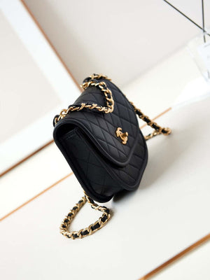 Chanel Messenger Bag Calfskin & Gold-Tone Metal AS4845 Black Lambskin - Default Title - View 5