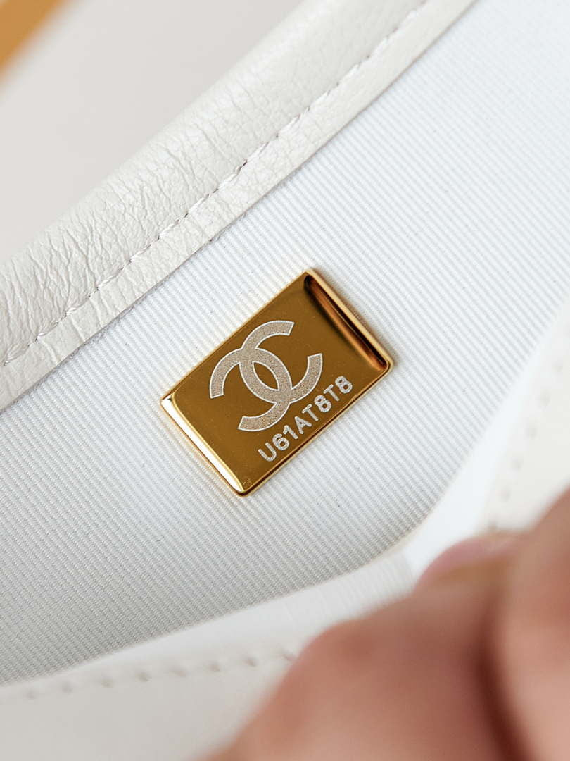 Chanel Messenger Bag Calfskin & Gold-Tone Metal AS4845 White Lambskin