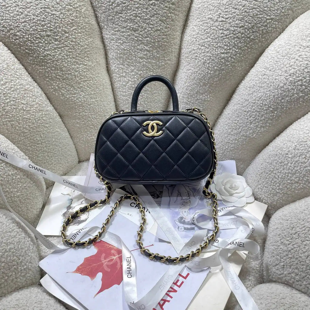 Chanel Mini Bowling Bag Calfskin & Gold-Tone Metal AS5572 Black
