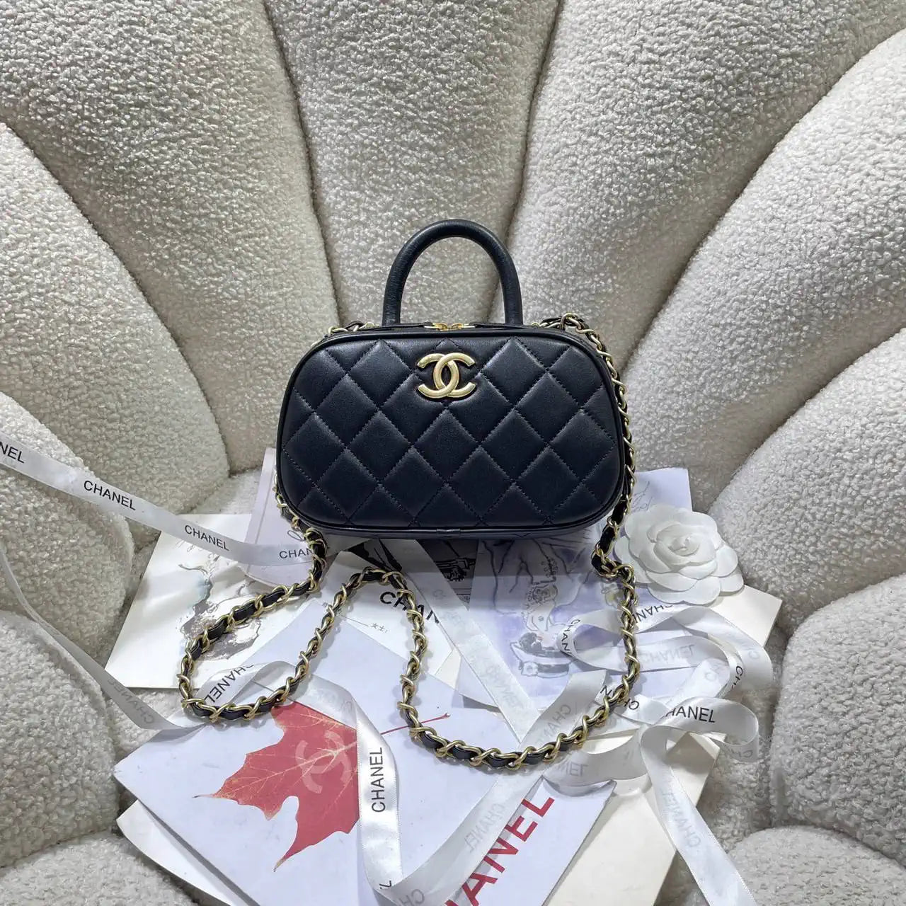 Chanel Mini Bowling Bag Calfskin & Gold-Tone Metal AS5572 Black