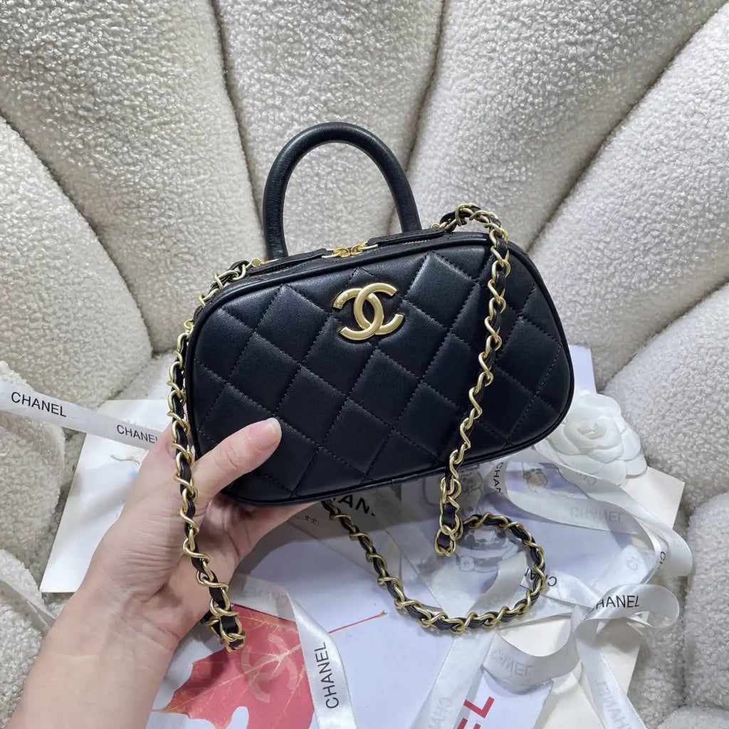 Chanel Mini Bowling Bag Calfskin & Gold-Tone Metal AS5572 Black