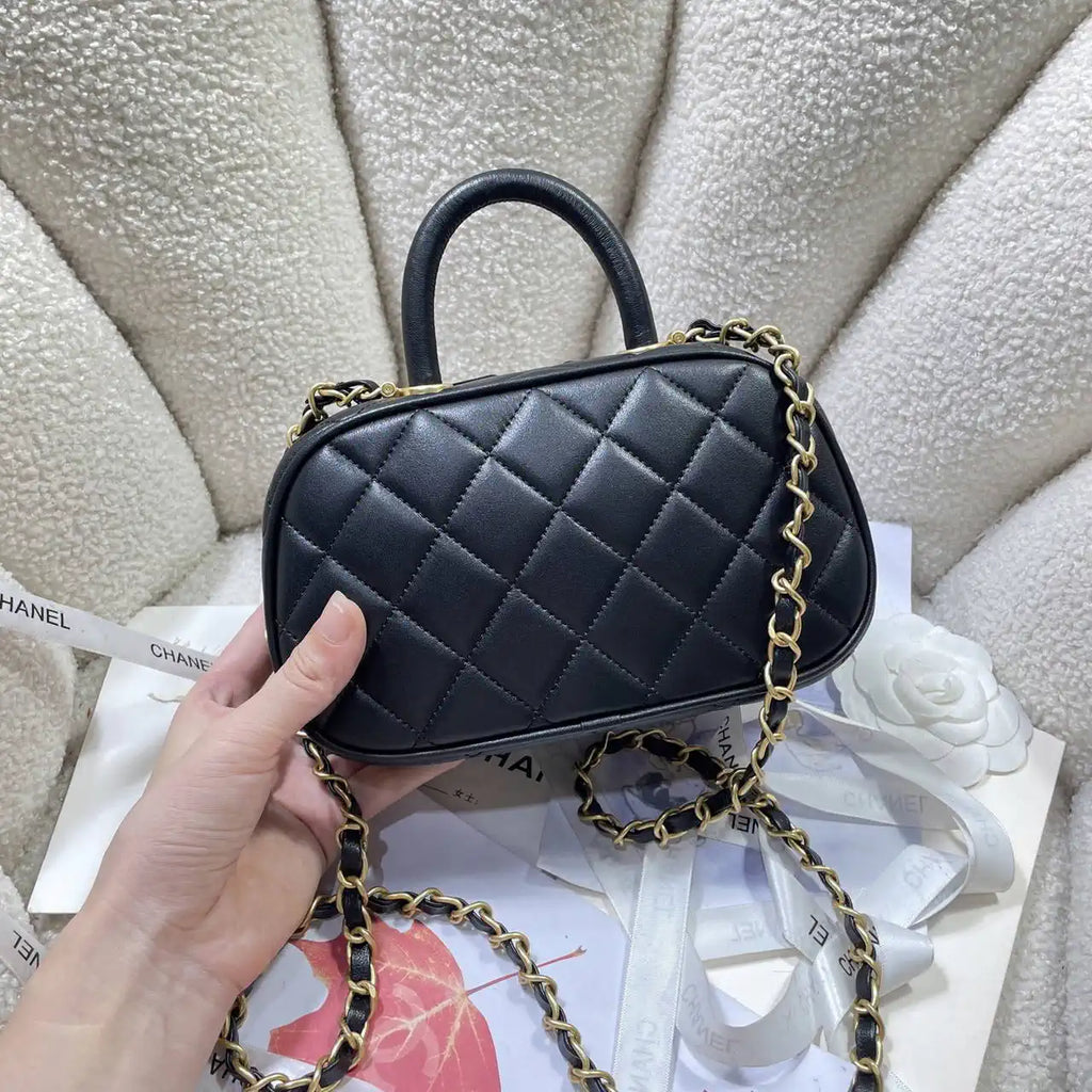 Chanel Mini Bowling Bag Calfskin & Gold-Tone Metal AS5572 Black