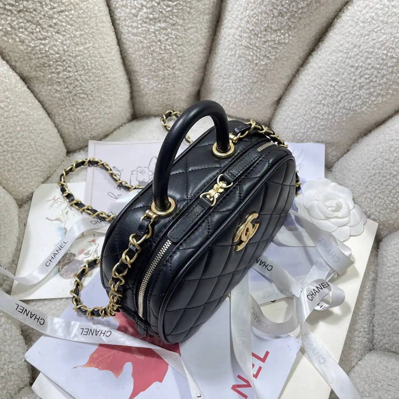 Chanel Mini Bowling Bag Calfskin & Gold-Tone Metal AS5572 Black