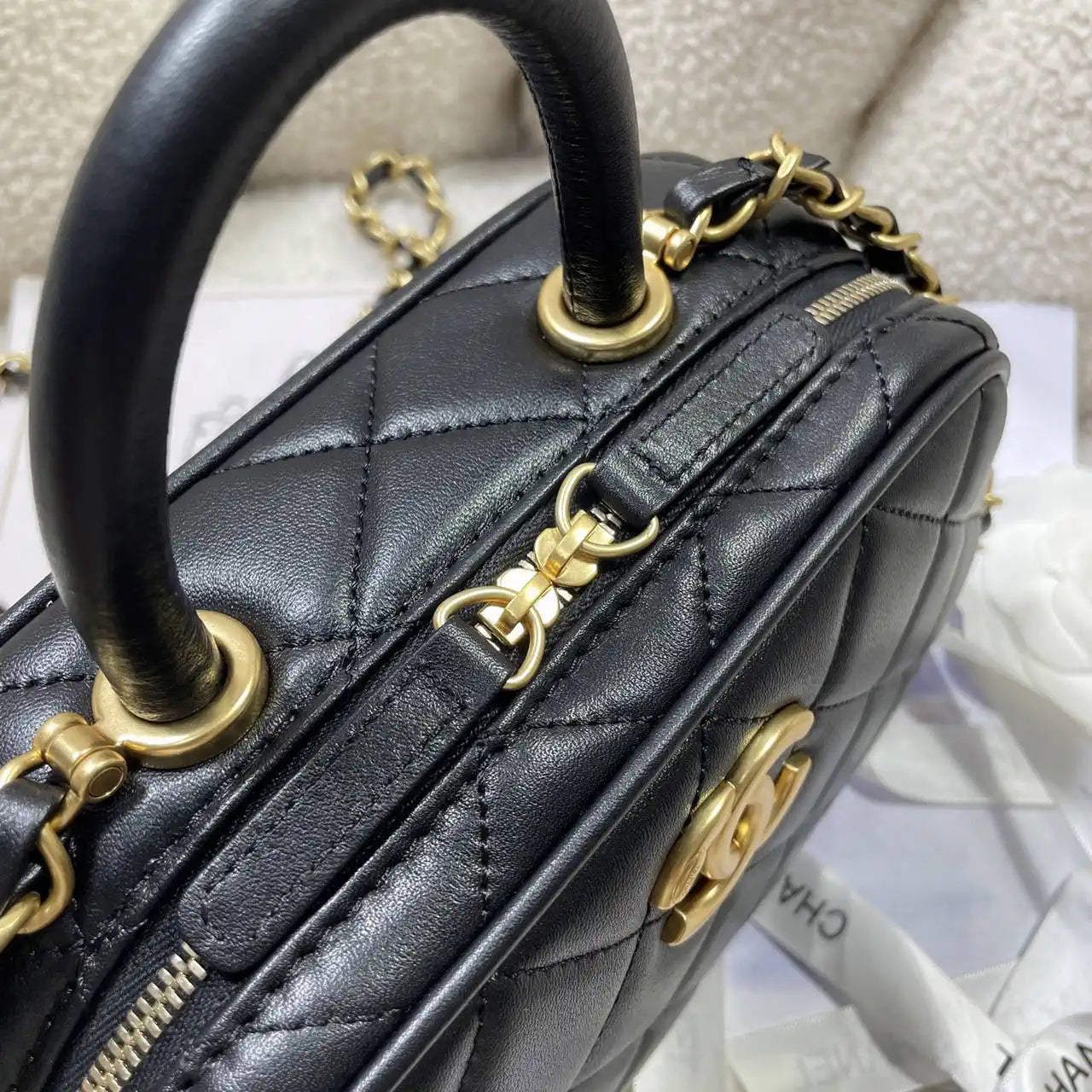 Chanel Mini Bowling Bag Calfskin & Gold-Tone Metal AS5572 Black