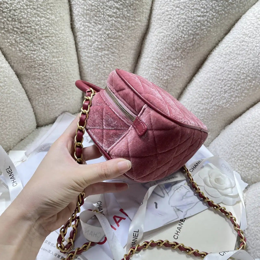 Chanel Mini Bowling Bag Suede & Gold-Tone Metal AS5572 Pink