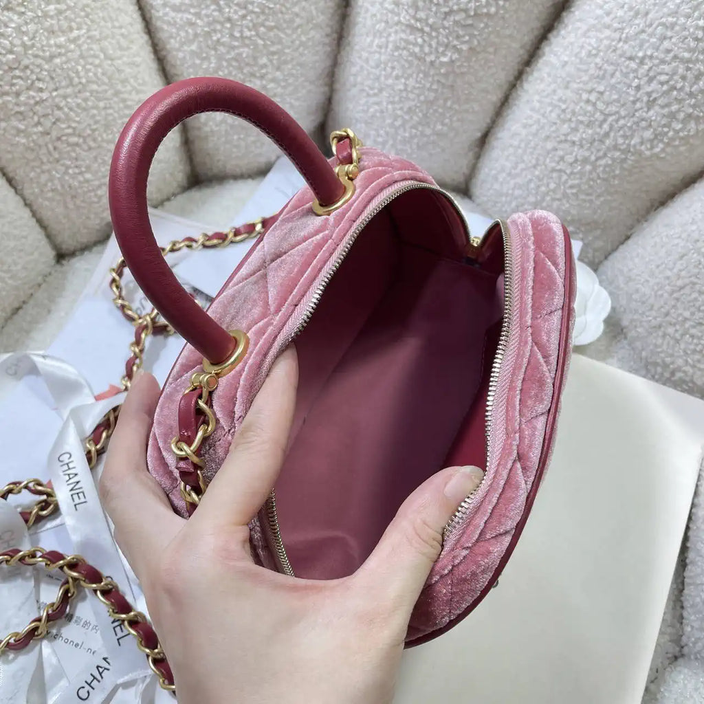 Chanel Mini Bowling Bag Suede & Gold-Tone Metal AS5572 Pink
