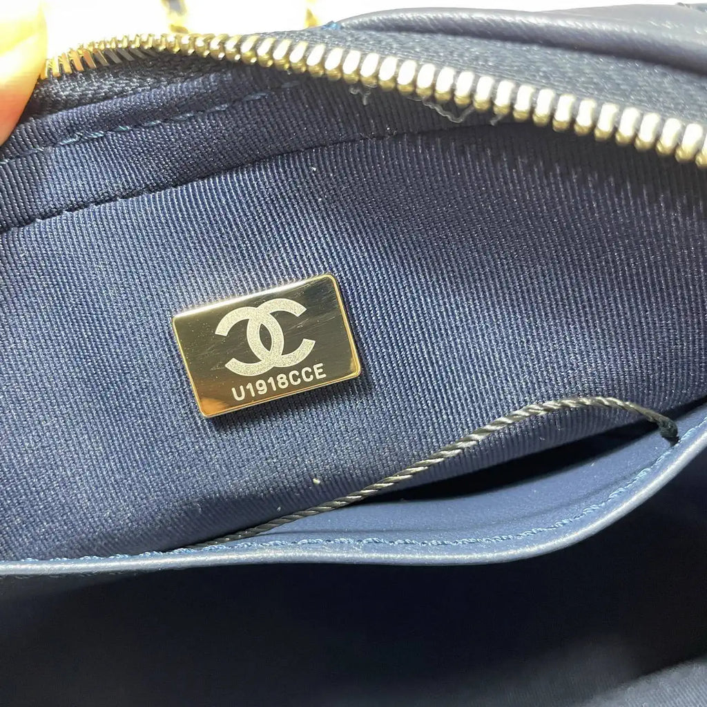 Chanel Mini Bowling Bag Calfskin & Gold-Tone Metal AS5572 Blue