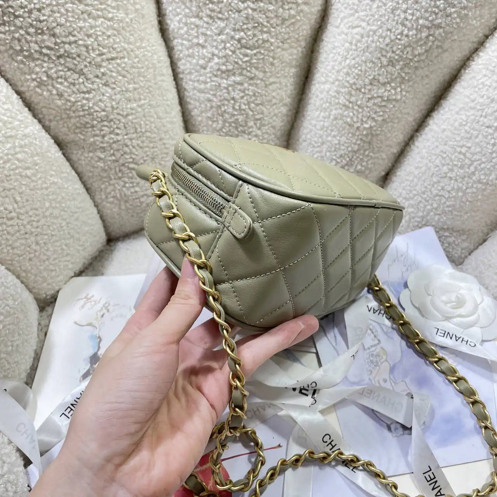 Chanel Mini Bowling Bag Calfskin & Gold-Tone Metal AS5572 Green